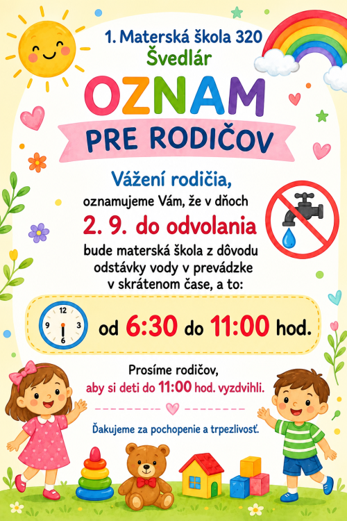 Oznam o aktuálnej situácií MŠ